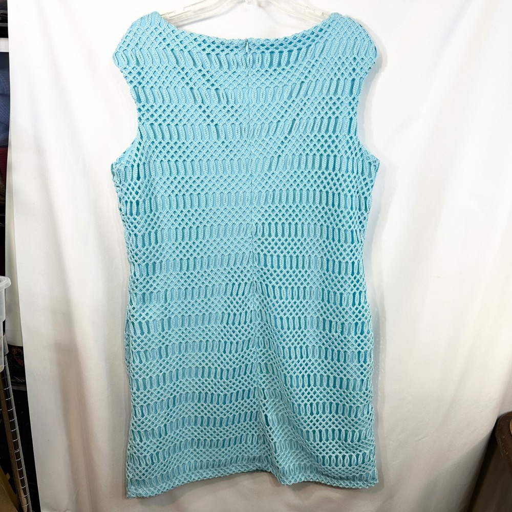 Lauren Ralph Lauren Plus Size 16W Shift Dress Blue Crochet Sleeveless Preppy 397 - Picture 6 of 12
